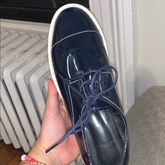 Navy patent leather platform loafers - Picture 5 of 7